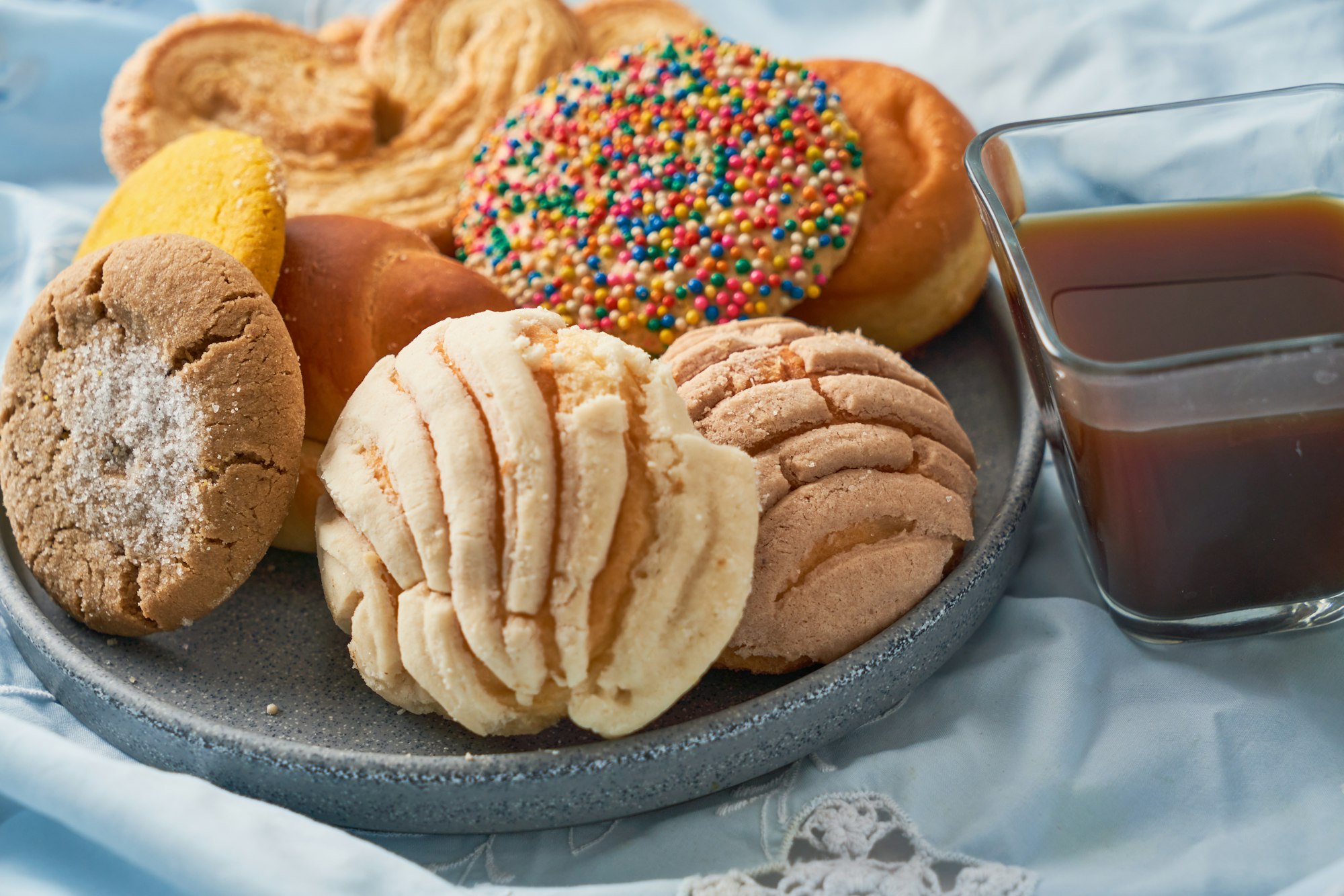 Group of assorted mexican sweet bread, traditional mexican bread.